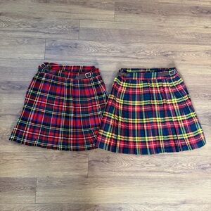 Vintage Pleated Plaid Wool Skirts